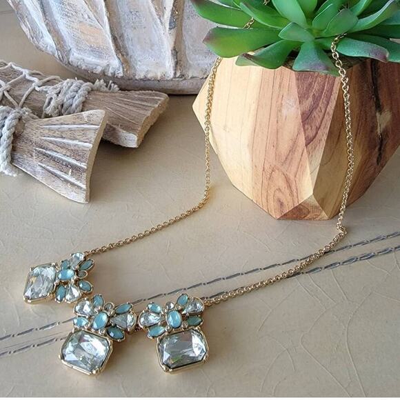 Banana Republic Jewelry - Banana republic mint green jeweled statement necklace
